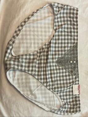Cacique Gray Gingham Lace-Trim Brief